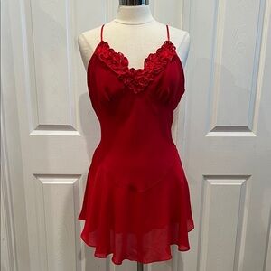 Vintage DELICATES Red Rosette Detail Nightie